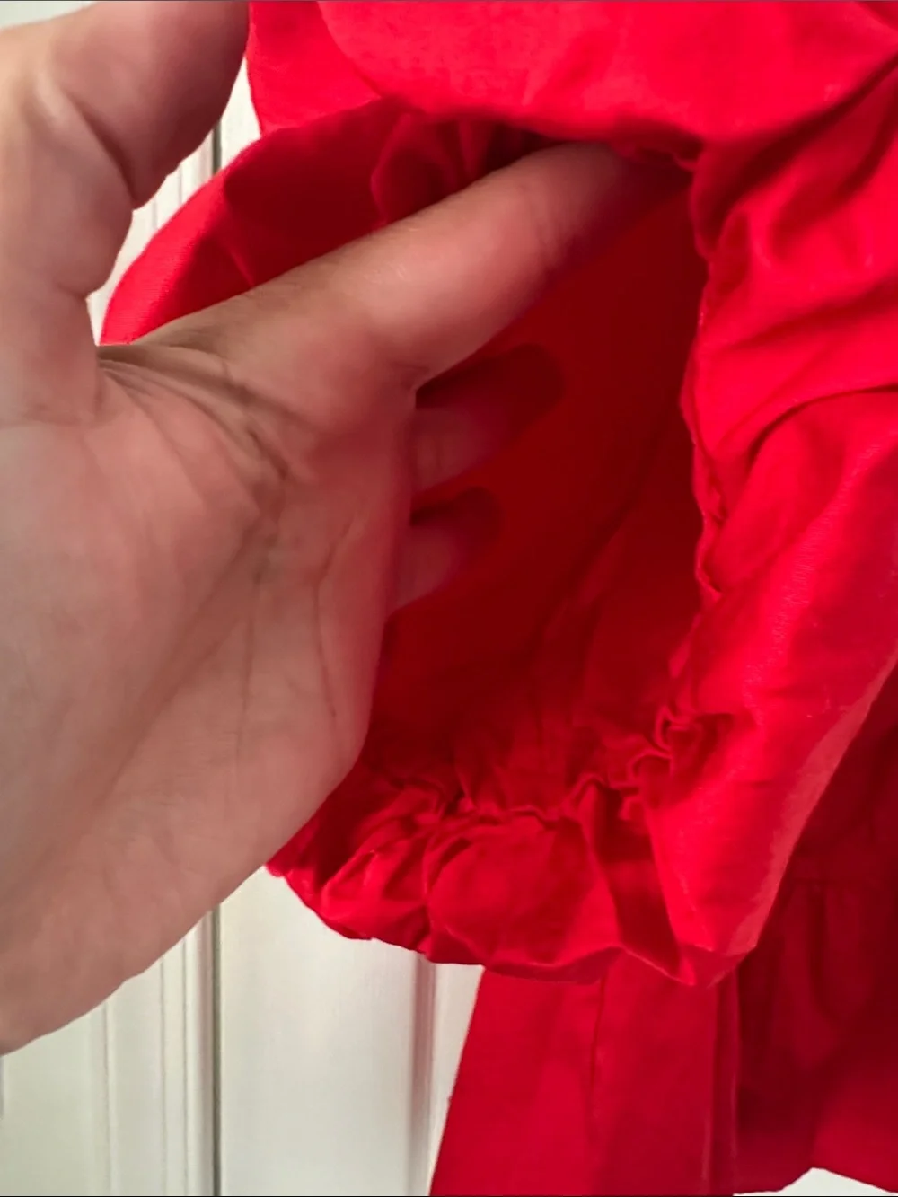 Old Navy Red Puff-Sleeve Peplum Blouse